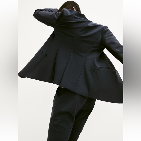 NWOT Banana Republic Packable Black Blazer Sz Small Stretch Red liner - Picture 3 of 13